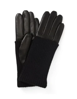 RIBBED KNIT LEATHER GLOVE
