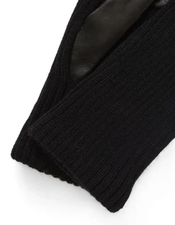 RIBBED KNIT LEATHER GLOVE