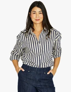 Ribbon Stripe Relaxed Long Sleeve Shirt