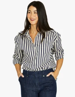Ribbon Stripe Relaxed Long Sleeve Shirt