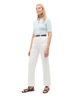 RIB HALF PLACKET POLO TOP