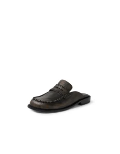 Ridge Leather Penny Loafer Mules