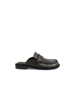 Ridge Leather Penny Loafer Mules