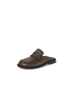 Ridge Mo Leather Backless Loafer Mules