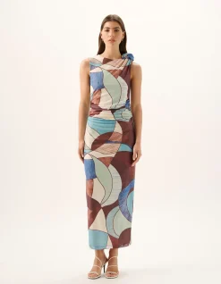 Riley Nautica Mesh Asymmetric Maxi Dress