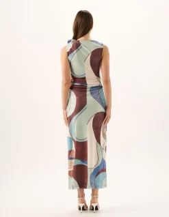 Riley Nautica Mesh Asymmetric Maxi Dress