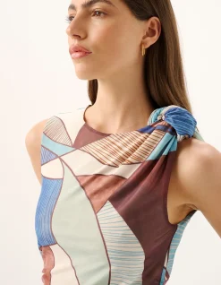 Riley Nautica Mesh Asymmetric Maxi Dress