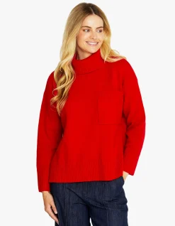 Roll Neck Pocket Lambswool Knit Jumper