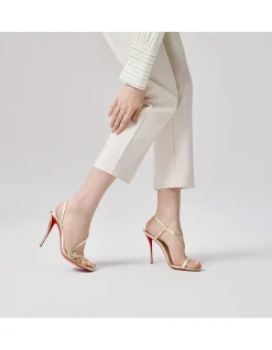 ROSA Z 100MM NAPPA LAMINATA PVC LIN PLATINE SANDALS