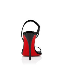 ROSA Z 100MM PATENT LIN BLACK SANDALS