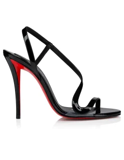 ROSA Z 100MM PATENT LIN BLACK SANDALS