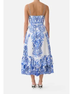 RUFFLE HEM TIE FRONT MIDI DRESS