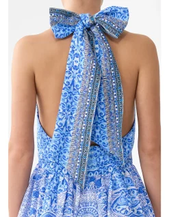 RUFFLE HEM HALTER SHORT DRESS