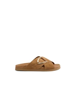 Rulle Gold Buckle Cross Strap Slides