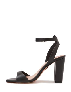 Ryan Black Leather Block Heel