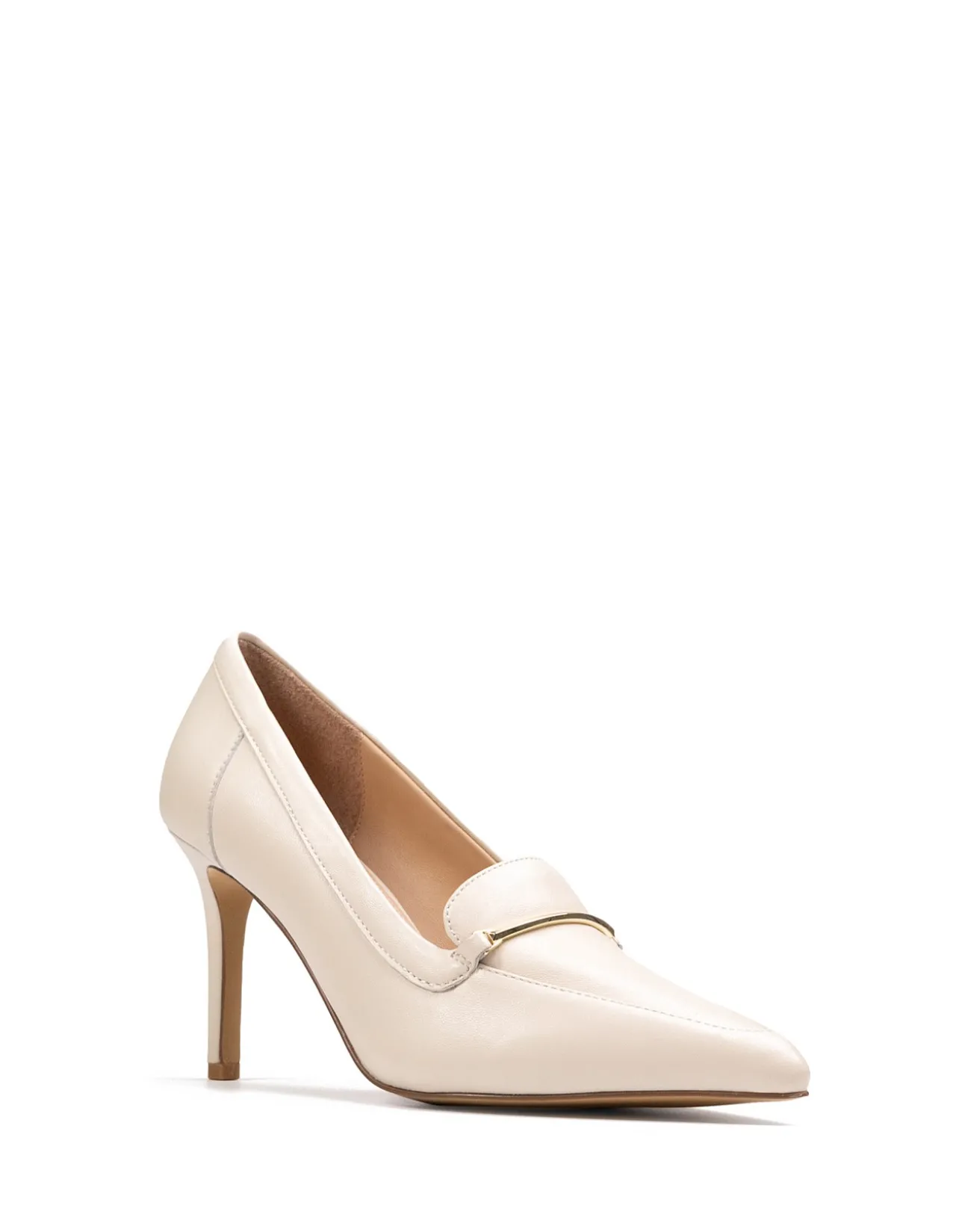 Rylan Vintage Ivory Leather Heeled Loafer