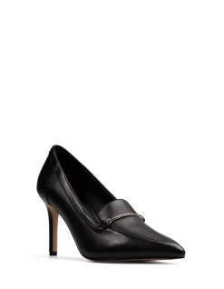 Rylan Black Leather Heeled Loafer