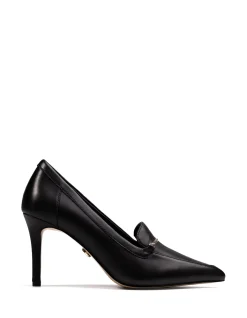 Rylan Black Leather Heeled Loafer