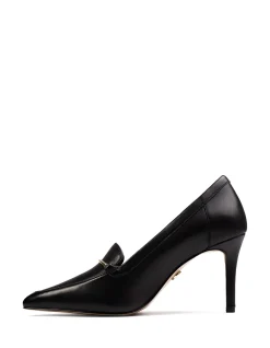 Rylan Black Leather Heeled Loafer