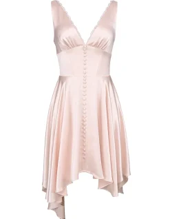 SABELLA SATIN HANDKERCHIEF HEM MIDI DRESS