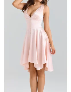 SABELLA SATIN HANDKERCHIEF HEM MIDI DRESS
