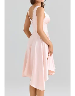 SABELLA SATIN HANDKERCHIEF HEM MIDI DRESS