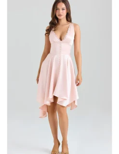 SABELLA SATIN HANDKERCHIEF HEM MIDI DRESS