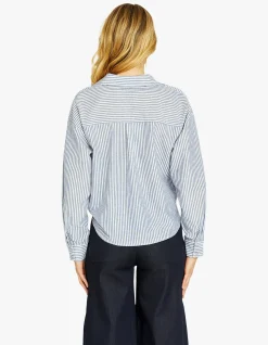 Sadie Tie Front Lurex Stripe Shirt