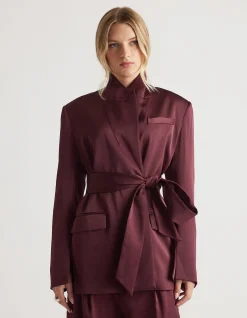 SADIE SATIN WRAP BLAZER