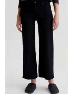 Saige Wide Leg Crop Mid Rise Black Jeans