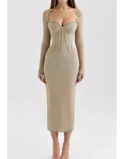 Saisha Long Sleeve Bodycon Midi Dress