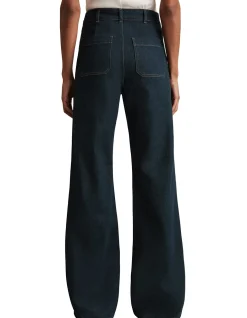 Sakura High Rise Flared Patch Pocket Jeans