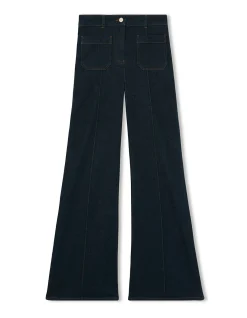 Sakura High Rise Flared Patch Pocket Jeans