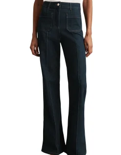 Sakura High Rise Flared Patch Pocket Jeans
