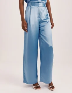 Sallee Satin Pleat Front Pant