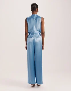 Sallee Satin Pleat Front Pant