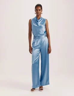 Sallee Satin Pleat Front Pant