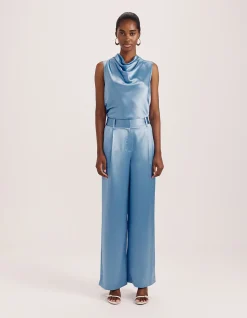 Sallee Satin Pleat Front Pant