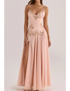 SALOMA SATIN & GEORGETTE MAXI DRESS