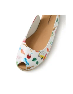 Saniarly Aloha Print Rope Wedge Sandals