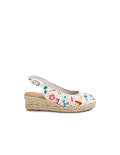 Saniarly Aloha Print Rope Wedge Sandals