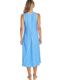Sarah Contrast Piped Linen Blend Midi Dress