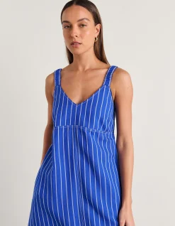 SARA STRIPE LINEN MIDI DRESS