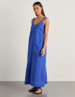 SARA STRIPE LINEN MIDI DRESS