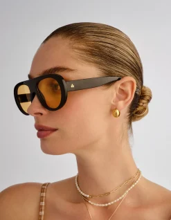 SATELLITE BLACK AVIATOR SUNGLASSES