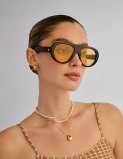 SATELLITE BLACK AVIATOR SUNGLASSES