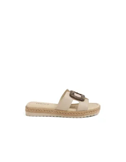 Sati Woven Buckle Leather Slide Sandals