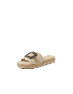 Sati Woven Buckle Leather Slide Sandals