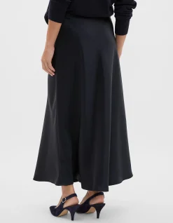 SATIN MIDI SKIRT