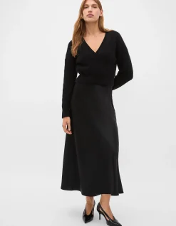 SATIN MIDI SKIRT